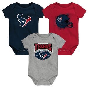 Houston Texans Infant Football Fan Sport 3 Bodysuit Set Navy Red Gray 6–9m